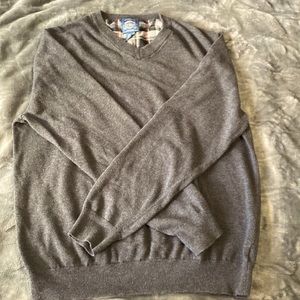 Cambridge dry goods,Gray V neck, plaid inside